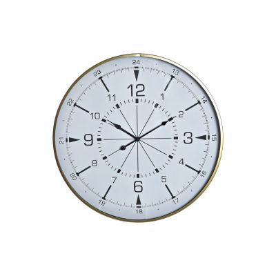 Horloge murale en métal et verre 60x3x60 avec boussole dorée