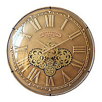 Horloge murale mecanique convexe doré Ø 60 cm