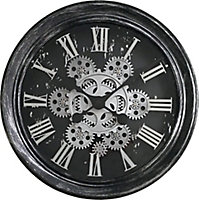 Horloge murale noire et argentée Ø 34 cm