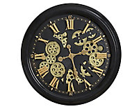 Horloge murale noire et dorée Ø 52 cm