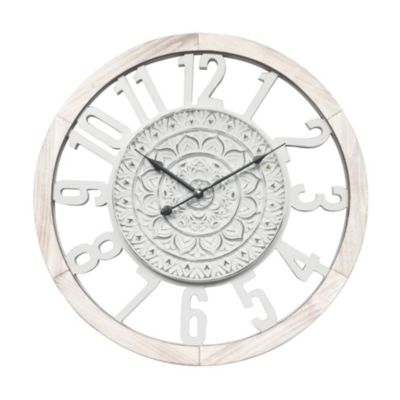 Horloge Murale Rétro en MDF Blanc pour Salon Cuisine