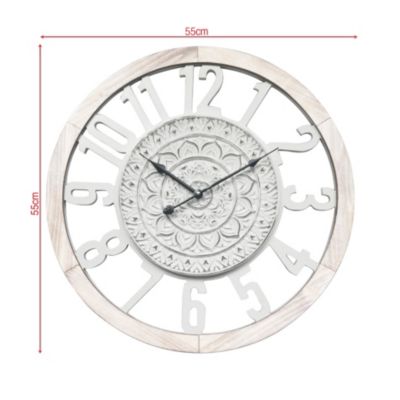 Horloge Murale Rétro en MDF Blanc pour Salon Cuisine