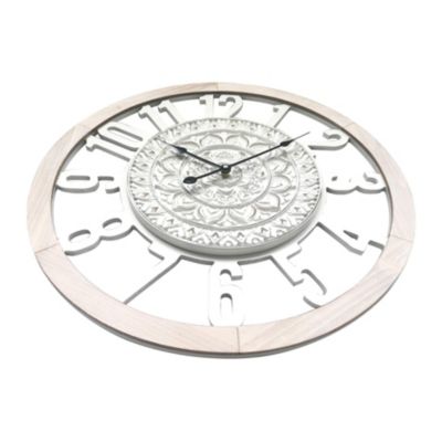 Horloge Murale Rétro en MDF Blanc pour Salon Cuisine