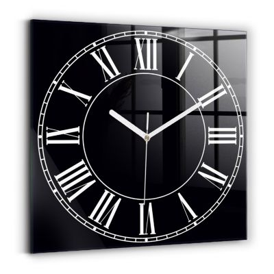 Horloge Murale En Verre Carrée 30x30 Cm Motif Feuilles Tropicales - Mouvement Quartz
