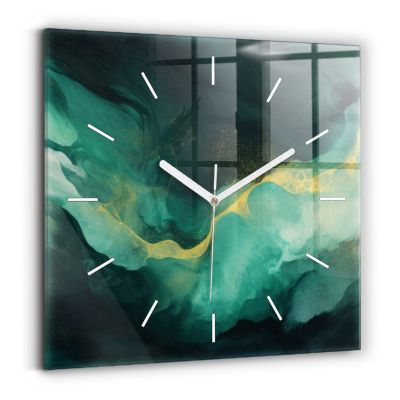 Horloge murale Wallfluent 30x30 cm Aiguilles blanches Marbre vert 1 pcs