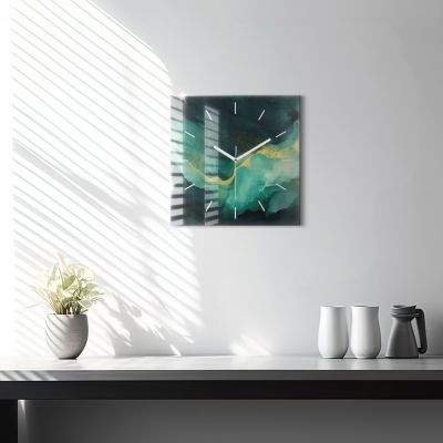 Horloge murale Wallfluent 30x30 cm Aiguilles blanches Marbre vert 1 pcs