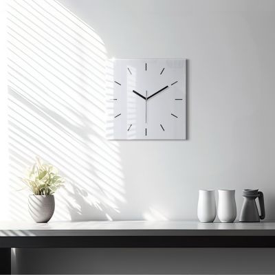 Horloge murale Wallfluent 30x30 cm Aiguilles noires Blanc 1 pcs
