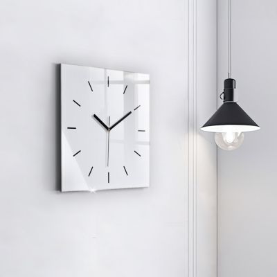 Horloge murale Wallfluent 30x30 cm Aiguilles noires Blanc 1 pcs