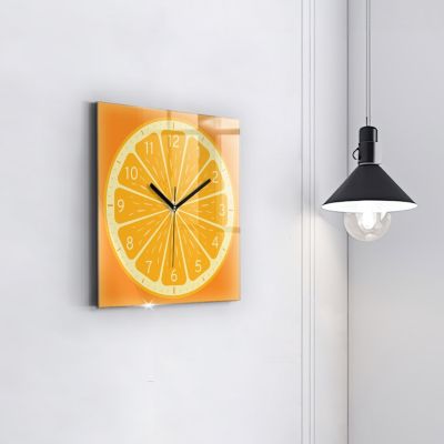 Horloge Murale Design En Verre 30x30 Vintage oranges coloré