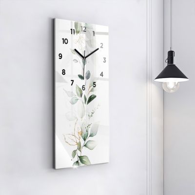 Horloge murale Wallfluent 30x60 cm Avec chiffres Aiguilles noires Abstraction feuillage 1 pcs