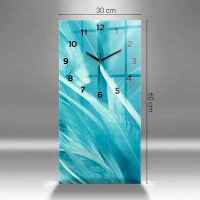 Horloge murale Wallfluent 30x60 cm Avec chiffres Aiguilles noires Abstraction feuillage 1 pcs