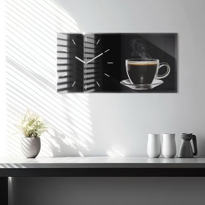 Horloge murale Wallfluent 60x30 cm Aiguilles blanches Café noir 1 pcs