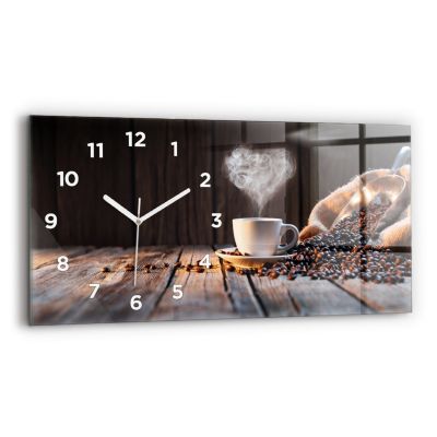 Horloge murale Wallfluent 60x30 cm Avec chiffres Aiguilles blanches Tasse de café 1 pcs