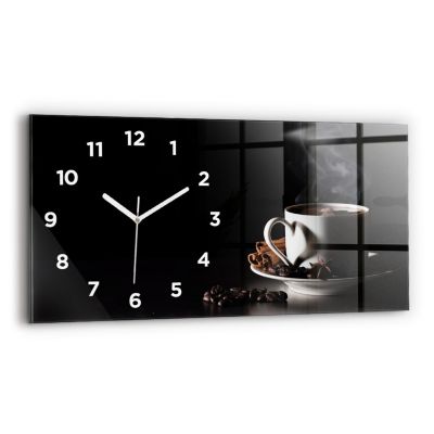 Horloge murale Wallfluent 60x30 cm Avec chiffres Aiguilles blanches Tasse de café 1 pcs