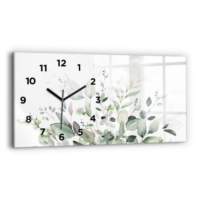 Horloge murale Wallfluent 60x30 cm Avec chiffres Aiguilles noires Feuillage 1 pcs