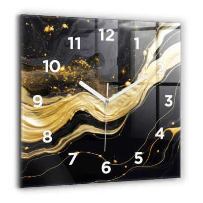 Horloge murale Wallfluent 60x60 cm Avec chiffres Aiguilles blanches Marbre doré 1 pcs