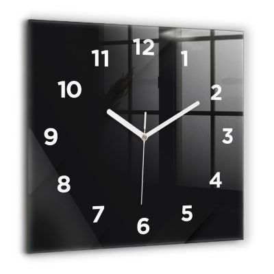 Horloge murale Wallfluent 60x60 cm Avec chiffres Aiguilles blanches Motif mur sombre 1 pcs
