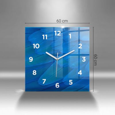 Horloge murale Wallfluent 60x60 cm Avec chiffres Aiguilles blanches Motif mur sombre 1 pcs