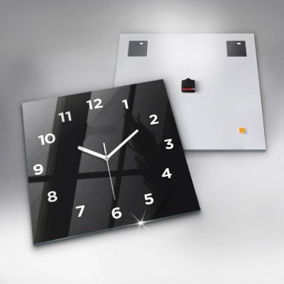 Horloge murale Wallfluent 60x60 cm Avec chiffres Aiguilles blanches Motif mur sombre 1 pcs