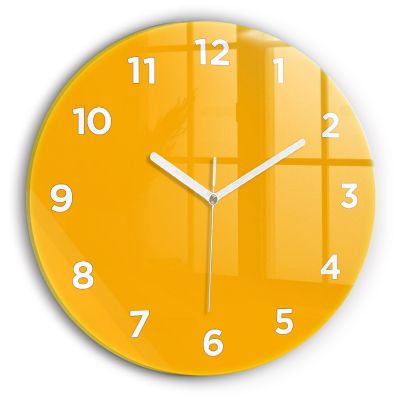 Horloge murale Wallfluent fi30 cm Avec chiffres Aiguilles blanches Jaune foncé 1 pcs