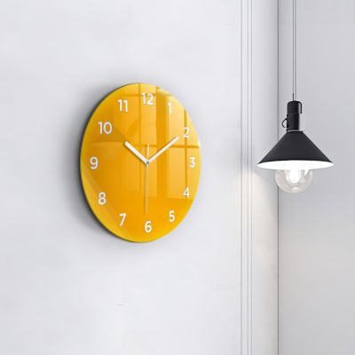 Horloge murale Wallfluent fi30 cm Avec chiffres Aiguilles blanches Jaune foncé 1 pcs