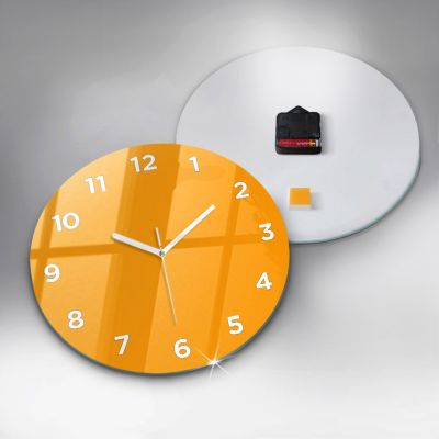 Horloge murale Wallfluent fi30 cm Avec chiffres Aiguilles blanches Jaune foncé 1 pcs