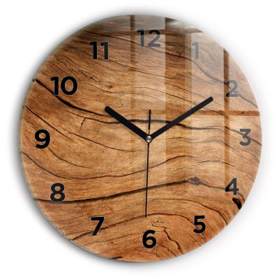 Horloge murale Wallfluent fi30 cm Avec chiffres Aiguilles noires Bois ancien 1 pcs