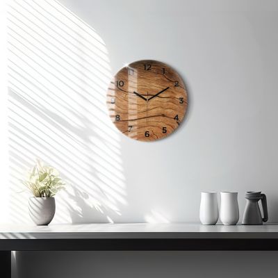 Horloge murale Wallfluent fi30 cm Avec chiffres Aiguilles noires Bois ancien 1 pcs
