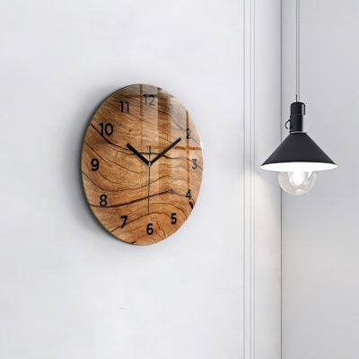 Horloge murale Wallfluent fi30 cm Avec chiffres Aiguilles noires Bois ancien 1 pcs