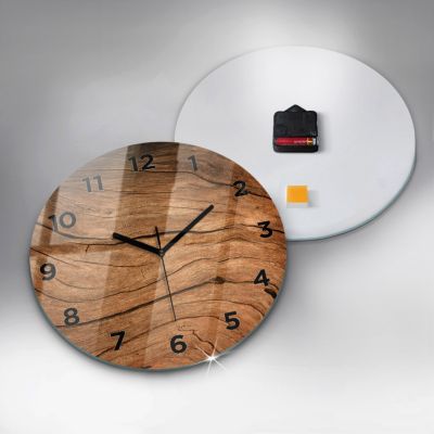 Horloge murale Wallfluent fi30 cm Avec chiffres Aiguilles noires Bois ancien 1 pcs