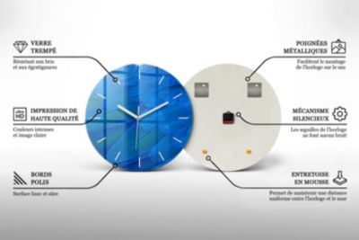 Horloge murale Wallfluent fi60 cm Aiguilles blanches Abstraction 1 pcs