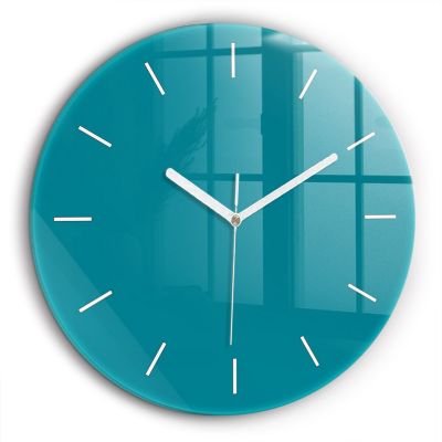 Horloge Murale Ronde 20 Cm - Bleu Azur - Silencieuse, Pile, Plastique - Déco Salon Ou Cuisine