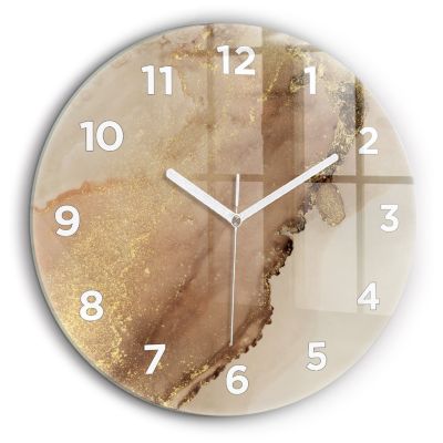 Horloge murale Wallfluent fi60 cm Avec chiffres Aiguilles blanches Art moderne beige 1 pcs