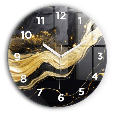 Horloge murale Wallfluent fi60 cm Avec chiffres Aiguilles blanches Marbre doré 1 pcs