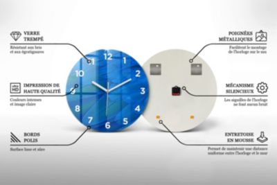 Horloge murale Wallfluent fi60 cm Avec chiffres Aiguilles blanches Marbre doré 1 pcs