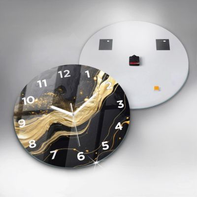 Horloge murale Wallfluent fi60 cm Avec chiffres Aiguilles blanches Marbre doré 1 pcs
