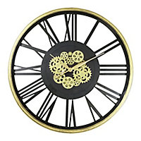 Horloge noire et dorée Ø 80 cm
