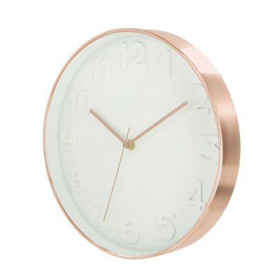 Orologio Da Parete Rotondo Deco Chic – Diametro 30,5 Cm, Quadrante Bianco E Rame, Silenzioso