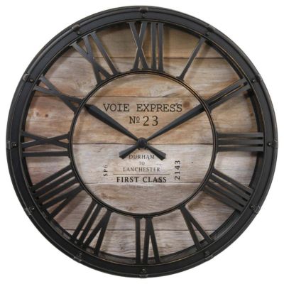 Horloge Vintage - noir & bois D39 cm - Atmosphera