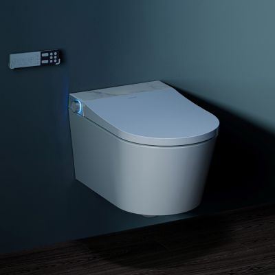HOROW Toilettes suspendues intelligentes japonaises,WC intelligent suspendu blanc,Siège chauffant+Douchette intégrée