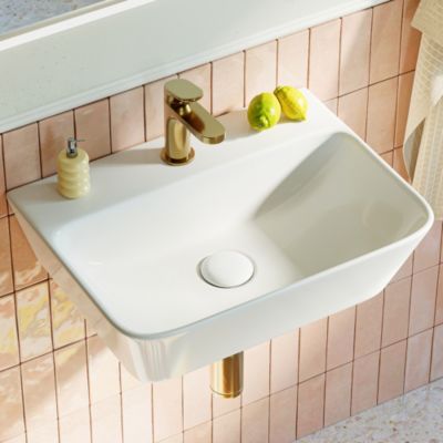 HOROW Vasque rectangulaire à poser en céramique 41 x 31 cm, Lavabo en céramique blanc-Pose sur plan ou suspendue