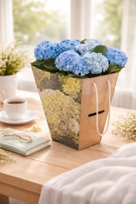 Hortensia d'intérieur avec sac cadeau ⌀14 cm