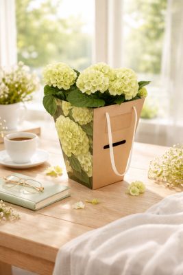 Hortensia d'intérieur avec sac cadeau ⌀14 cm