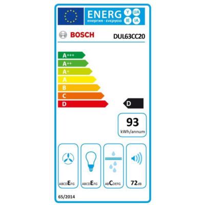 Hotte casquette 60cm 350m3/h blanc Bosch DUL63CC20