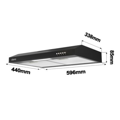 Hotte casquette 60cm classe a+ 220m3h 3 vitesses évacuation ou recyclage noir Ciarra CD6903DB