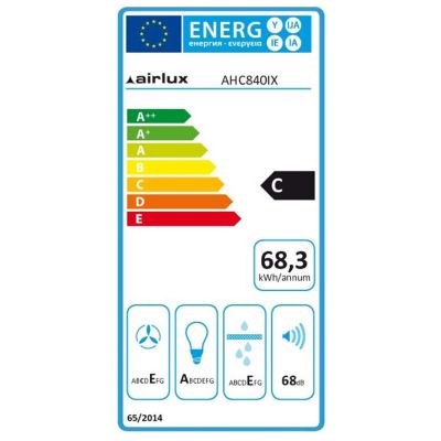 Hotte classique 80cm 350m3/h inox Airlux AHC840IX