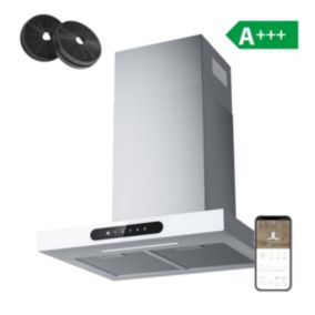 Hotte décorative 60cm classe a+++ 650m3h wifi connectée 4 vitesses évacuation ou recyclage blanche CD6102W Ciarra