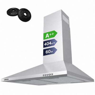 Hotte décorative 60cm  murale 404m3h 3 vitesses évacuation ou recyclage inox 201BK60 Ciarra