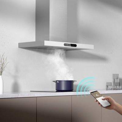 Hotte Murale KKT KOLBE FLAT9006ED – 90cm, Acier/verre Noir, WiFi, Classe A++