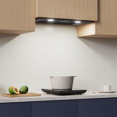 Hotte encastrable 52cm 300m3/h 3 vitesses groupe filtrant évacuation ou recyclage noir Ciarra 913ABK52